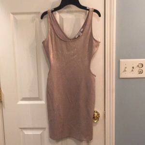 FOREVER 21 SUPER SEXY DRESS TAN SHIMMERING SIZE M